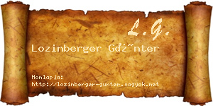Lozinberger Günter névjegykártya